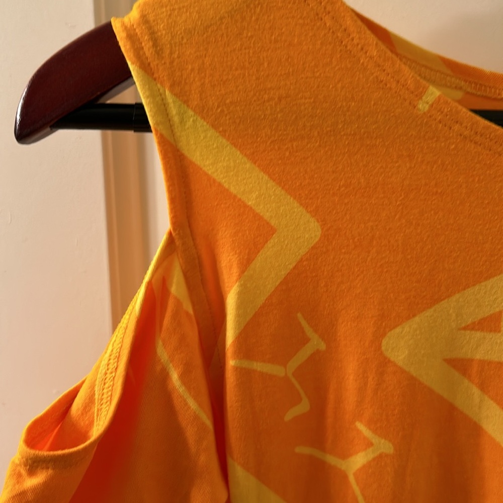 Missing Polynesia Orange Yellow Cold Shoulder Top… - image 2